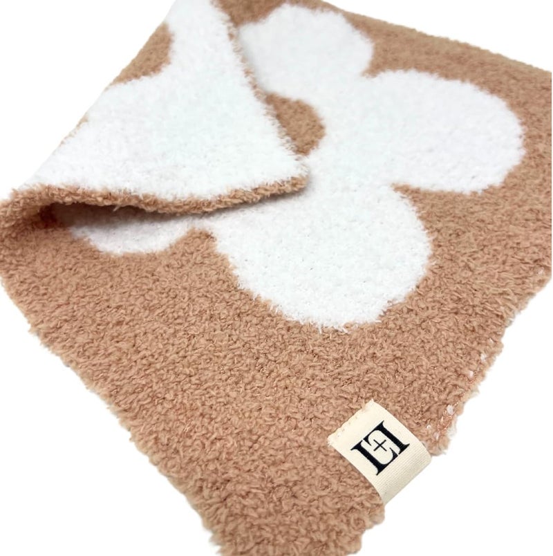 Leaps + Legends Baby Lovey Pacifier/Teether Holder 10"x10" - DreamSoft Knitted Cuddly Soothie Reversible Mini Comfort Blanket - Cute Newborn Gift Essential for Babies Boys and Girls (Flower Cafe/White) - Image 2